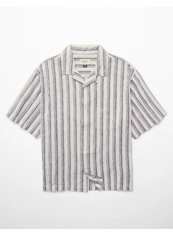 American Eagle AE Poolside Linen-Blend Button-Up Shirt