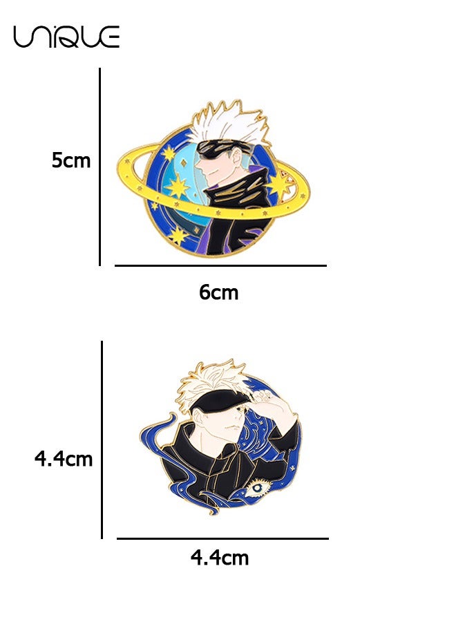 Unique 2Pcs Brooch - Satoru Gojo Brooch - Anime Cartoon Character Enamel Pin School Bag Shirt Denim Jacket Clothing DIY Gift Cosplay - Image 2