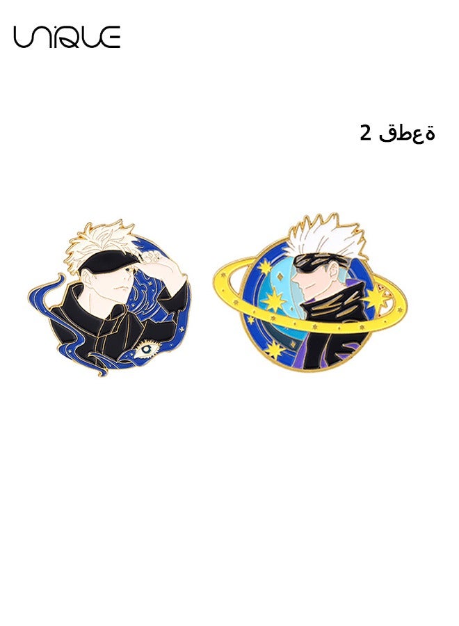 Unique 2Pcs Brooch - Satoru Gojo Brooch - Anime Cartoon Character Enamel Pin School Bag Shirt Denim Jacket Clothing DIY Gift Cosplay - Image 1