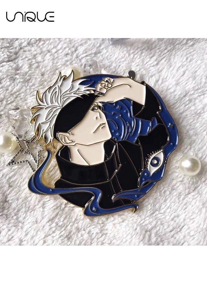 Unique 2Pcs Brooch - Satoru Gojo Brooch - Anime Cartoon Character Enamel Pin School Bag Shirt Denim Jacket Clothing DIY Gift Cosplay - Image 4