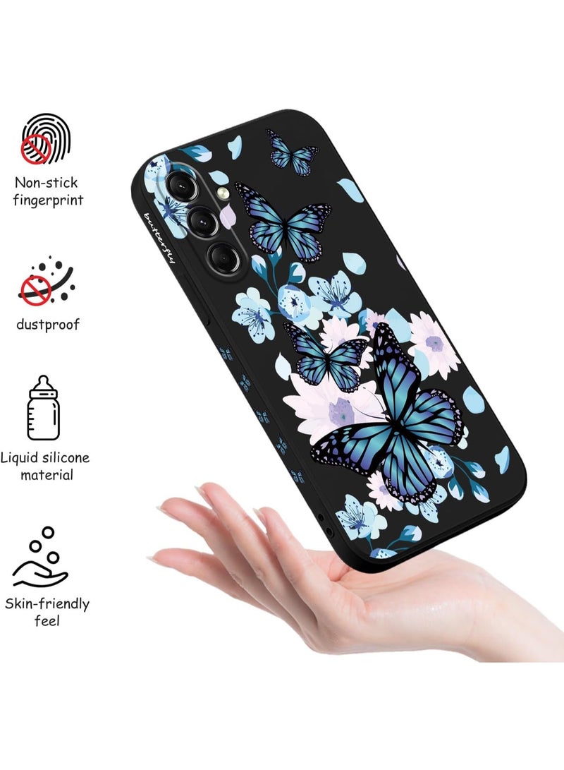 Fekra for Samsung Galaxy M55 5G Case Creative Design Flower Pattern Slim Soft Silicone Protective for Galaxy M55 5G phone Cover (Aurora Butterfly Black, Samsung Galaxy M55 5G) - Image 4