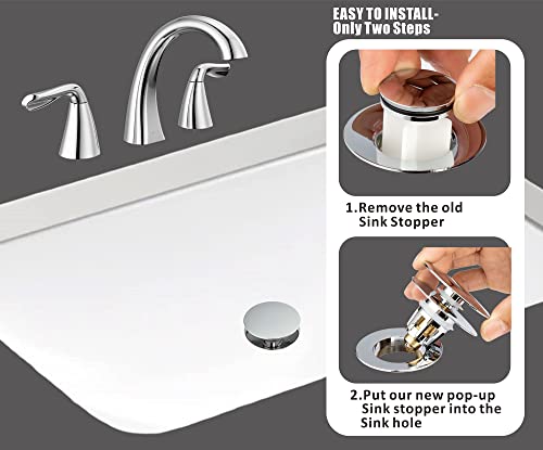 Artiwell Universal Bathroom Sink Drain Stopper, Fits Most Pop-Up Drains for Vessel Sink Lavatory Vanity, Sink Drain Strainer with Detachable Hair Catcher, Tested by Plumber in US (Chrome Plated) - Image 3