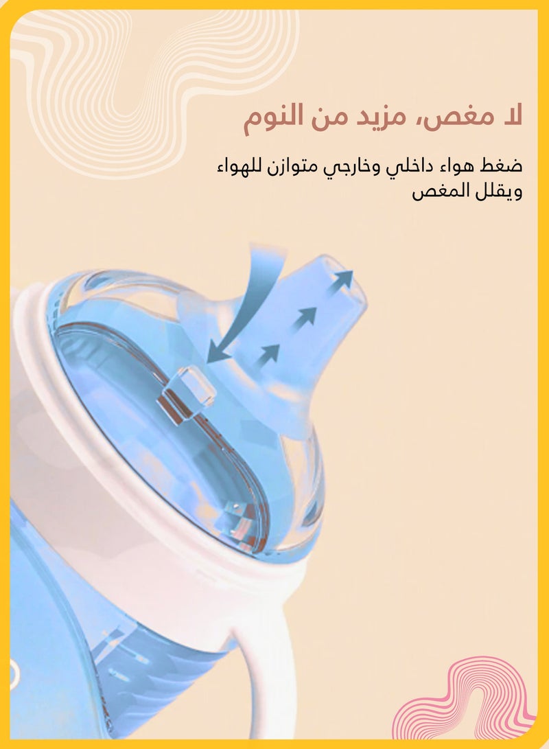 yeselino 240ml Liquid Silicone Baby Bottle, Training Cup, Single Pack, Soft Nipple Anti-Colic Feeding Bottle for Newborns, Squeeze to Feed Cup, Leak Proof, Portable, Ideal for Breastfeeding Combo (Blue) - Image 2