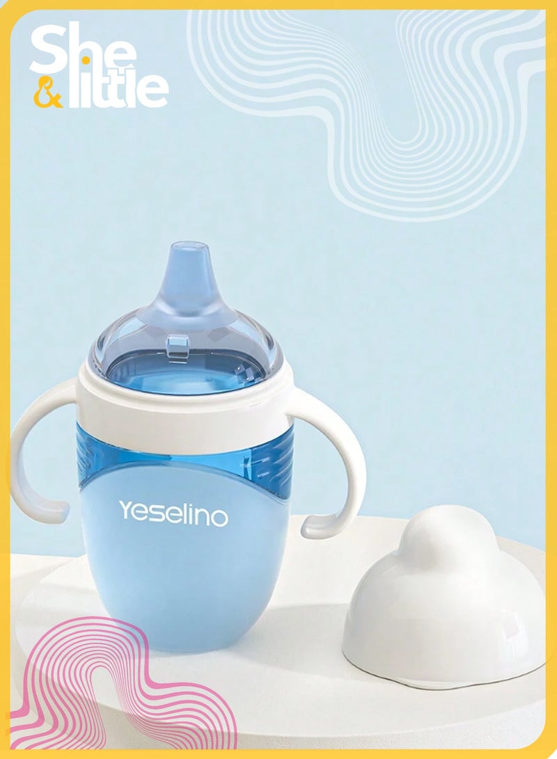 yeselino 240ml Liquid Silicone Baby Bottle, Training Cup, Single Pack, Soft Nipple Anti-Colic Feeding Bottle for Newborns, Squeeze to Feed Cup, Leak Proof, Portable, Ideal for Breastfeeding Combo (Blue) - Image 1