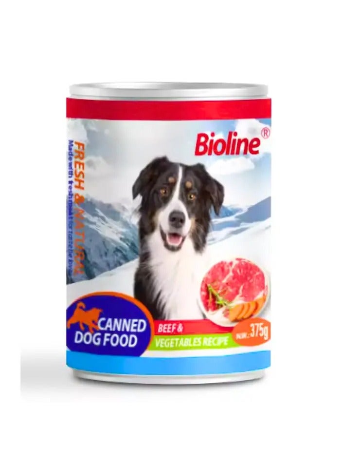 بايولاين طعام الكلاب المعلب من بيولاين، 375 غرام - [نكهة لحم البقر والخضروات]