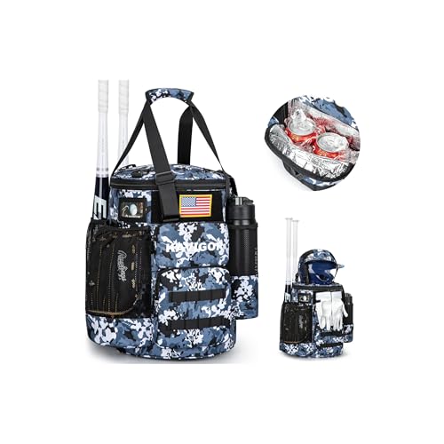 KAVIGOR Baseball Bucket Bag, Softball Coaches Bag with Padded Seat, Bucket Cover with Insulated Pocket and Hidden Helmet Holder - Image 1