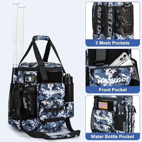 KAVIGOR Baseball Bucket Bag, Softball Coaches Bag with Padded Seat, Bucket Cover with Insulated Pocket and Hidden Helmet Holder - Image 4
