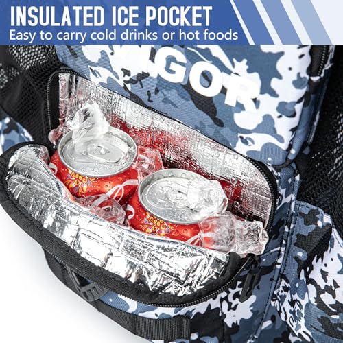 KAVIGOR Baseball Bucket Bag, Softball Coaches Bag with Padded Seat, Bucket Cover with Insulated Pocket and Hidden Helmet Holder - Image 3