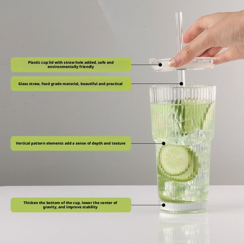 Glass Water Bottle with Straw, Large Capacity, Sealed Lid - Image 2
