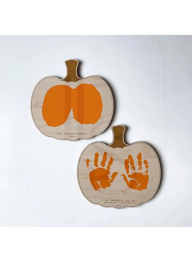 Handprint Pumpkin Sign Rustic Farmhouse Decor First Halloween Thanksgiving Keepsake - Image 2