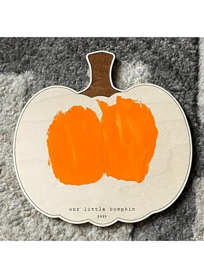 Handprint Pumpkin Sign Rustic Farmhouse Decor First Halloween Thanksgiving Keepsake - Image 1