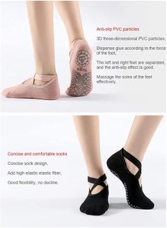 MJZ 4 Pairs Yoga Socks for Women Non Slip Grips & Straps, Multicolor Anti-Skid Slipper Socks for Dance, Pilates, Ballet, Barre Barefoot Workout  - Image 2