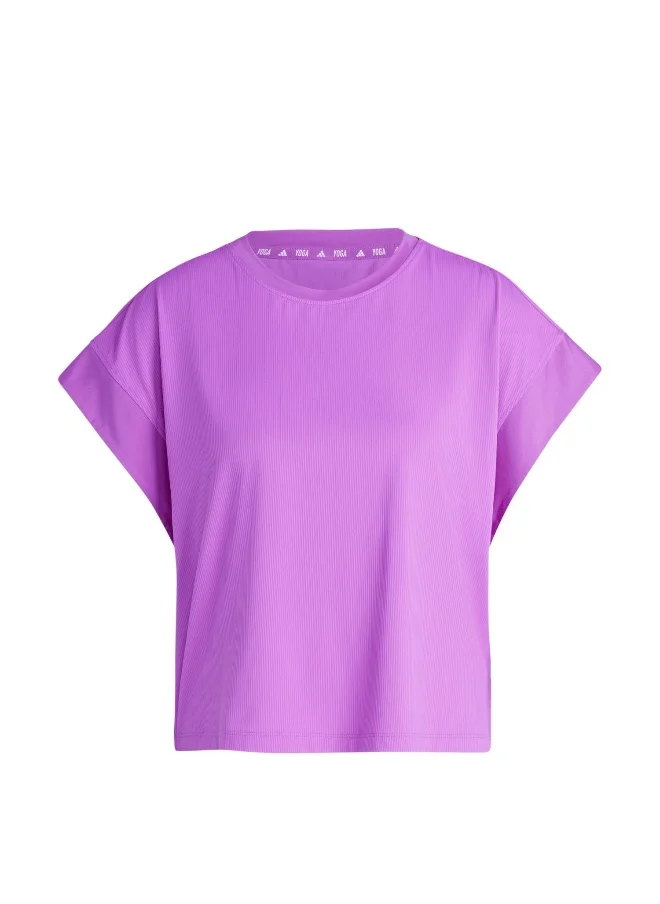 اديداس adidas Studio T-Shirt Purple Training T-Shirts 2XS