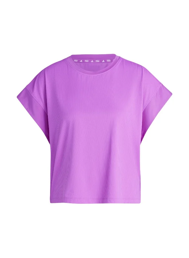 اديداس adidas Studio T-Shirt Purple Training T-Shirts 2XS