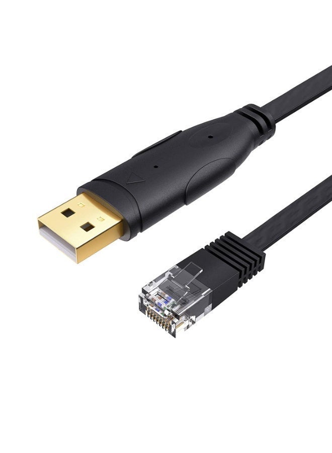 CABLE CONV USB to RJ45 Console Cable 1.5M Black FTDI Chipset for Cisco Router/Switch Configuration Plug & Play - Image 2