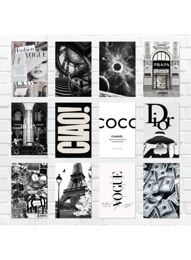 Set of 12 black and white wall posters, high-quality printing on 300gsm coated paper, ready to hang, with a modern design suitable for young men and women. - Image 3