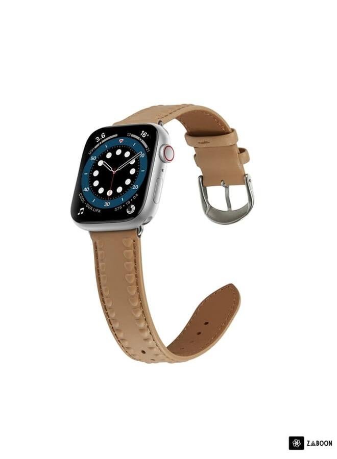 Zaboon Embossed Love Genuine Leather  Watch Band For Apple Watch 8 45mm  - Image 2