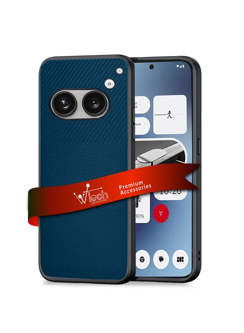 Wtech Nothing Phone (2a) 5G 2024 / Nothing Phone (2a) Plus 5G 2024 Silicone Hard Back Fabric Texture Side TPU Case Cover - Navy Blue - Image 1