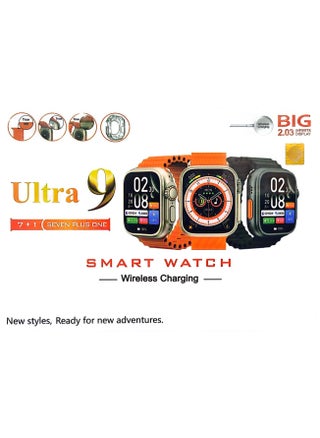 Ultra 9 smart watch with a 2.05-inch high-resolution screen, Bluetooth connection with multiple sports modes and contains multiple applications with 7 additional bracelets - pzsku/ZA33E8736EE71AD473A1DZ/45/_/1708420618/5cd78b3d-15dd-43a2-adba-604c53be1146