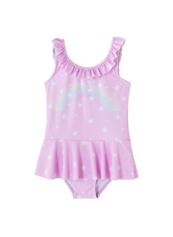 Top melon Dingguagua Children's Swimsuit, One-piece Triangle Swimwear For Girls, Breathable Professional Training Swimwear, Purple, Size 140 - Image 4