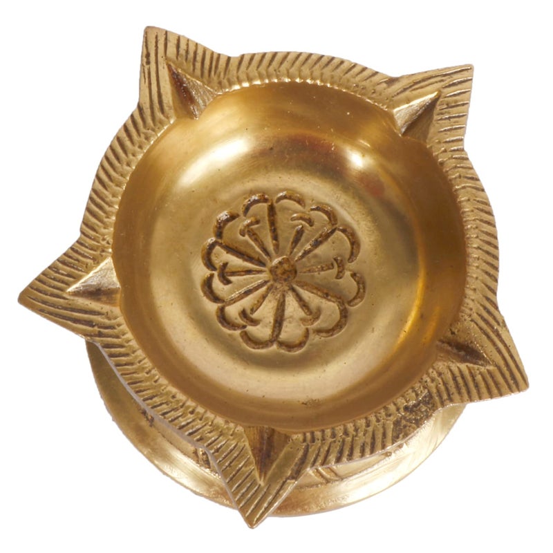 ARTVARKO ARTVARKO Brass Oil Lamp Puja 5 Wick Traditional Ethnic Carved Designer Diya Light Puja Decorations Mandir Decoration Items Handmade Table  - Image 3