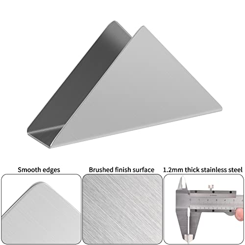 luvtree Silver Stainless Steel 304 Napkin Holder, Modern Triangle Cocktail Napkin Dispenser Organizer for Kitchen Countertops, Dinner Tables, Picnic Tables - Image 3