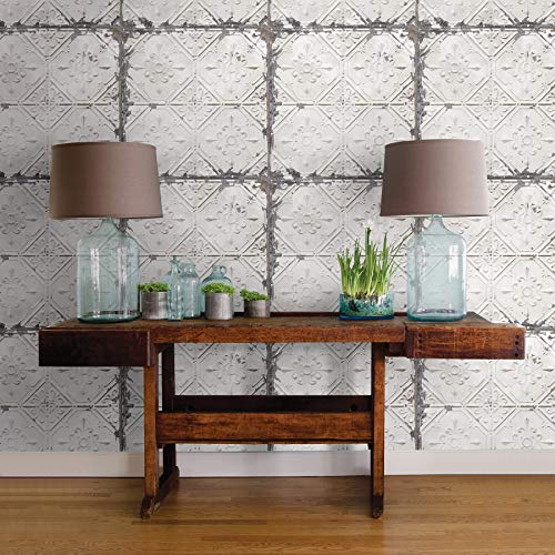 NuWallpaper Vintage Tin Tile Peel & Stick Wallpaper - Image 2