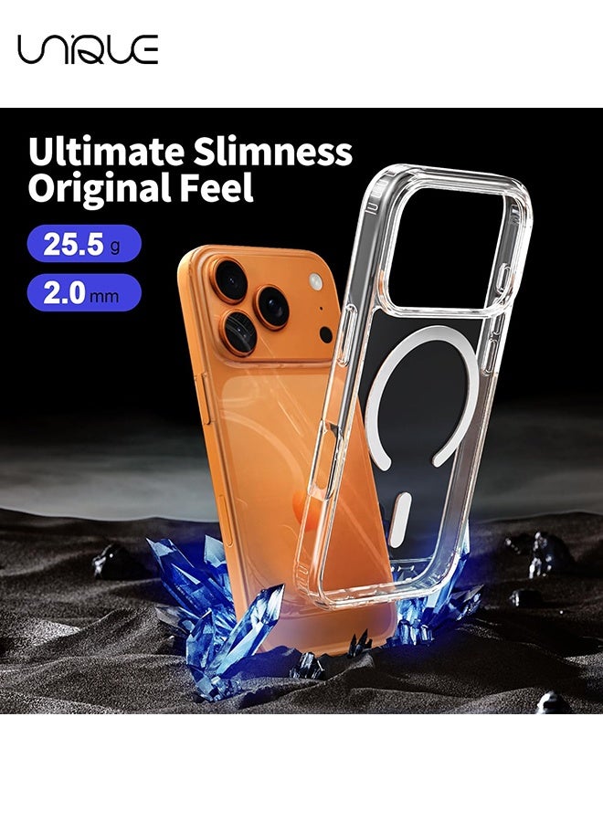 Unique Compatible with iPhone 17 Pro Case 【Compatible with MagSafe】 - Ultra-Thin Transparent Hard PC and Soft TPU Cover - with Shockproof Bumper and Anti-Scratch Back - Clear - Image 2