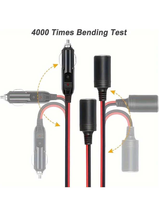 8FT 2.5M Car Plug Extension Cord 16AWG 12V 24V With LED Light For Tire Pump Air Compressor - Image 5