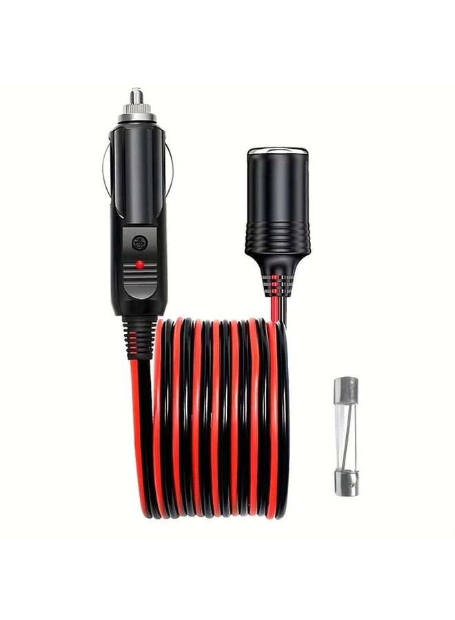 8FT 2.5M Car Plug Extension Cord 16AWG 12V 24V With LED Light For Tire Pump Air Compressor - Image 3