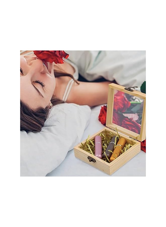 The Bros 2 Pcs Wooden Boxes, Handcrafted Wooden Gift Box Natural Pine Wooden Storage Box with Hinged Lid and Glass for Crafts, Jewelry, Gift, Keepsake (4.72 x 4.72 x 1.96 Inches) - Image 5