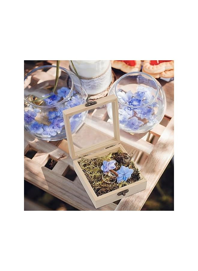 The Bros 2 Pcs Wooden Boxes, Handcrafted Wooden Gift Box Natural Pine Wooden Storage Box with Hinged Lid and Glass for Crafts, Jewelry, Gift, Keepsake (4.72 x 4.72 x 1.96 Inches) - Image 3