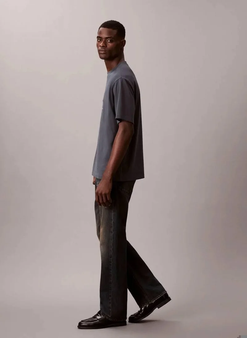 Calvin Klein Jeans Harlem Night Blue Monologo Graphic Relaxed T-Shirt for Men | Best Price UAE