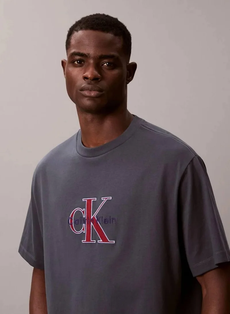 Calvin Klein Jeans Harlem Night Blue Monologo Graphic Relaxed T-Shirt for Men | Best Price UAE