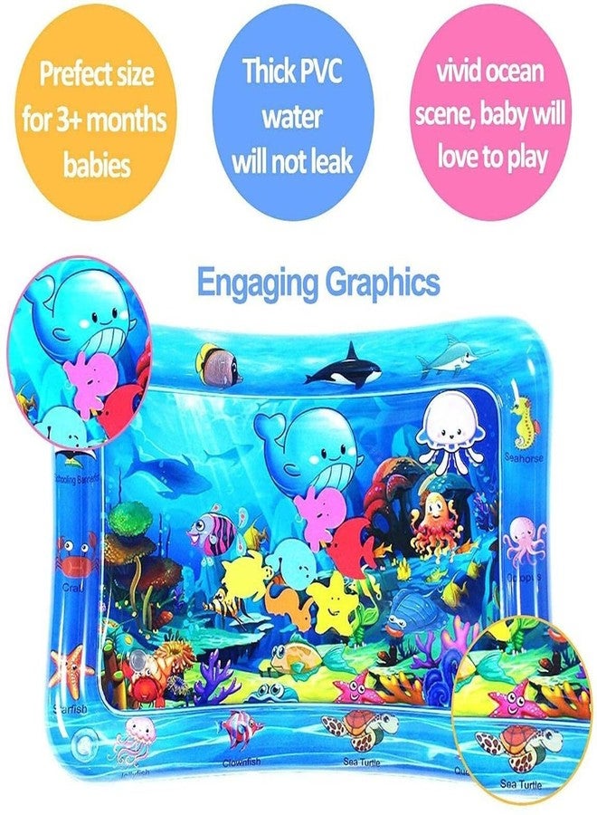 Fluzivena Inflatable Tummy Time Water Play Mat, Multicolor, Ocean Theme with Sea Animals, Sensory Development Toy for Infants - Image 4