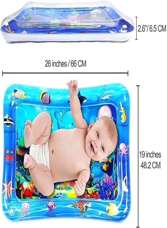 Fluzivena Inflatable Tummy Time Water Play Mat, Multicolor, Ocean Theme with Sea Animals, Sensory Development Toy for Infants - Image 2