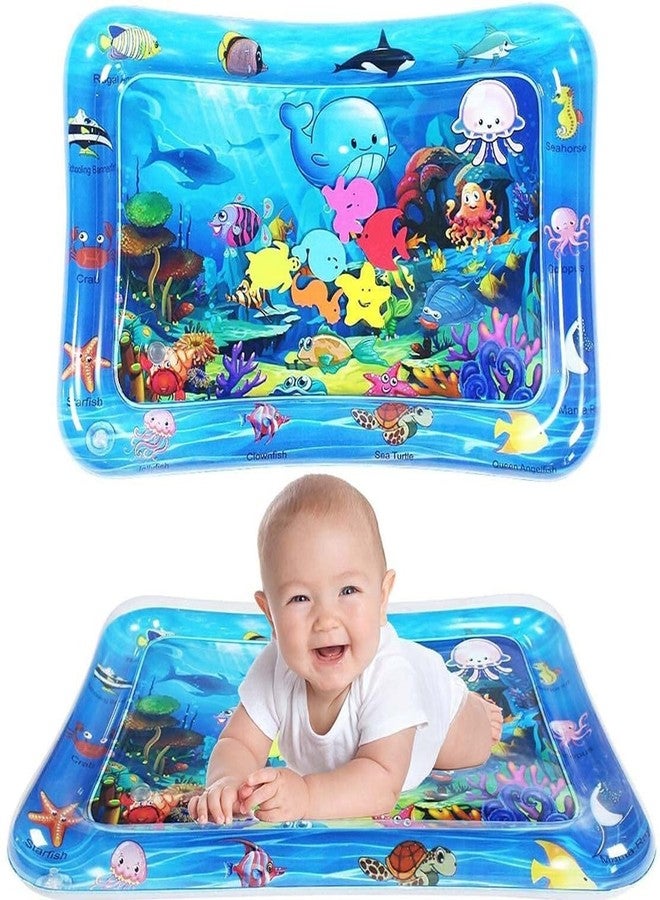 Fluzivena Inflatable Tummy Time Water Play Mat, Multicolor, Ocean Theme with Sea Animals, Sensory Development Toy for Infants - Image 1