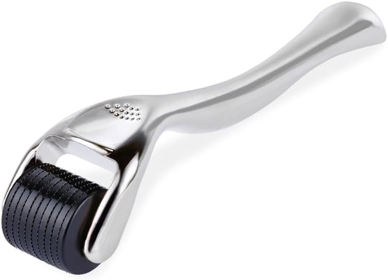 Kueh Derma Roller for Hair Beard Facial Skin Face Body Scalp 540 Microneedle for Men Women 0.25mm Cosmetic Beauty Instrument (Silver) - Image 1