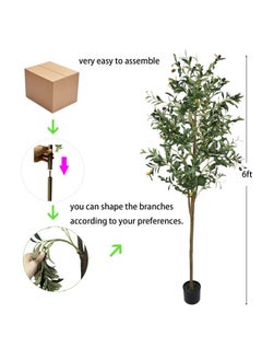 Generic Artificial Olive Tree 6ft, Faux Indoor Plant With Realistic Foliage - Fake Tree for Home Decor, House Plants  - Image 4