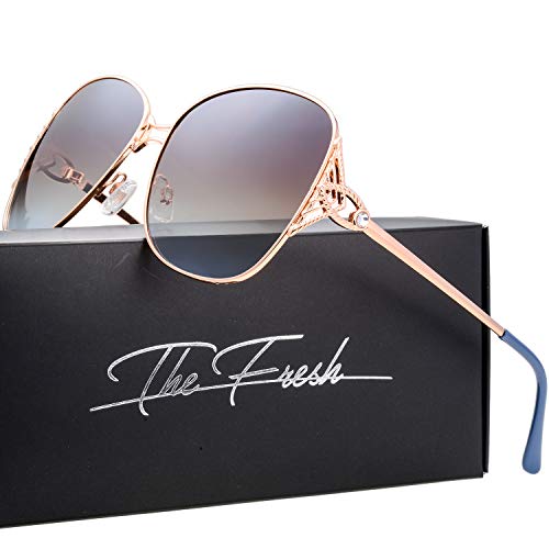 The Fresh Classic Crystal Elegant Women Beauty Design Sunglasses Gift Box (L154-Gold, Brown/Blue) - Image 2