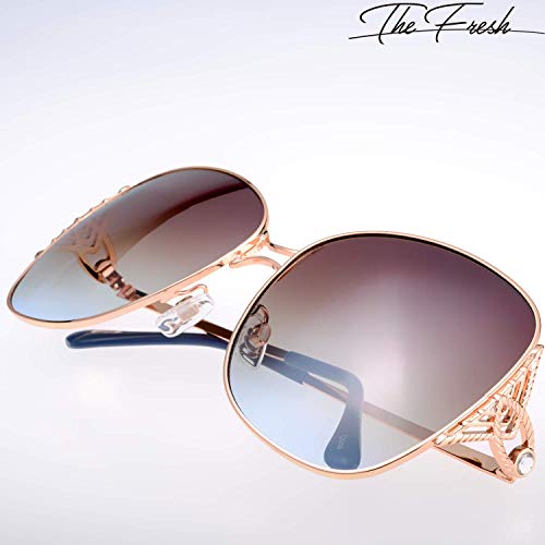 The Fresh Classic Crystal Elegant Women Beauty Design Sunglasses Gift Box (L154-Gold, Brown/Blue) - Image 5