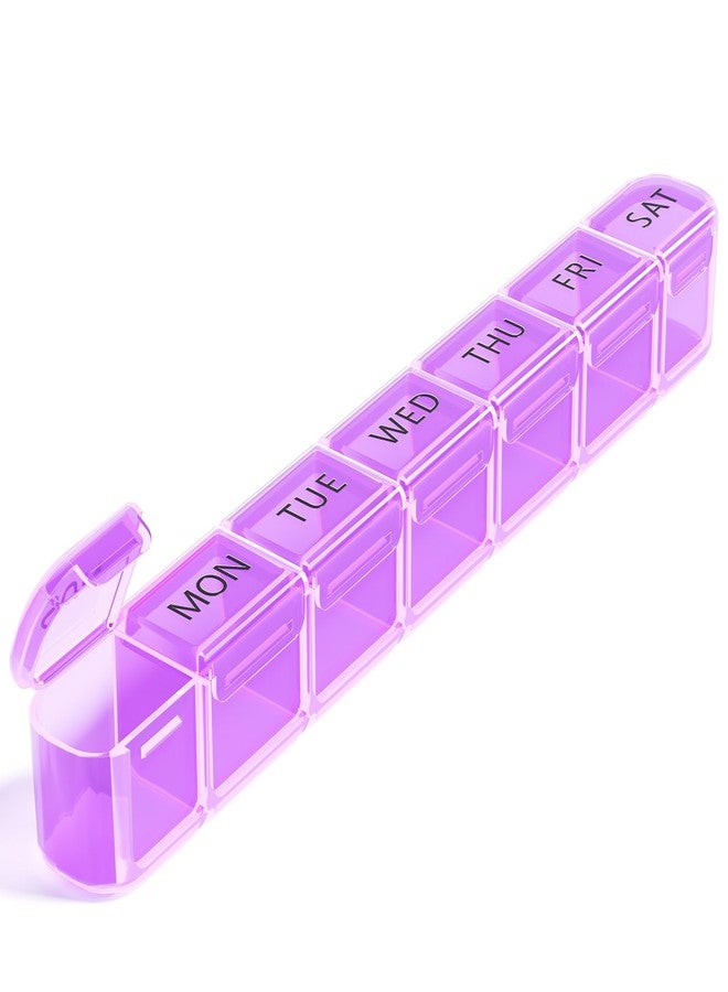 Daviky Weekly Pill Organizer, Large 7 Day Pill Box, Travel Pill Case, Daily Pill Dispenser for Vitamins, Medicines, Supplements, and Fish Oil(Purple - Image 1
