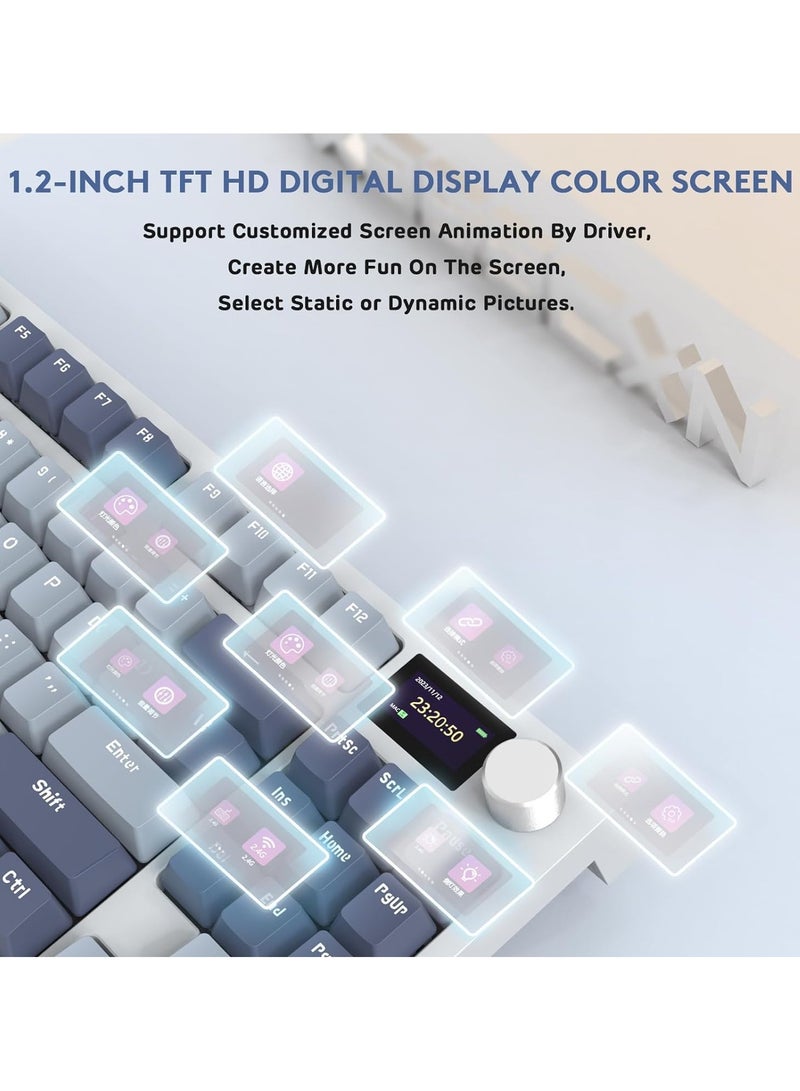 Attack Shark K86 Wireless Mechanical Keyboard,Triple Mode Bluetooth5.0/2.4G/USB-C 82 Keys Hot Swappable Gaming Keyboard 4000 mAH Battery w/Knob & 1.2'' HD OLED Display - Image 4