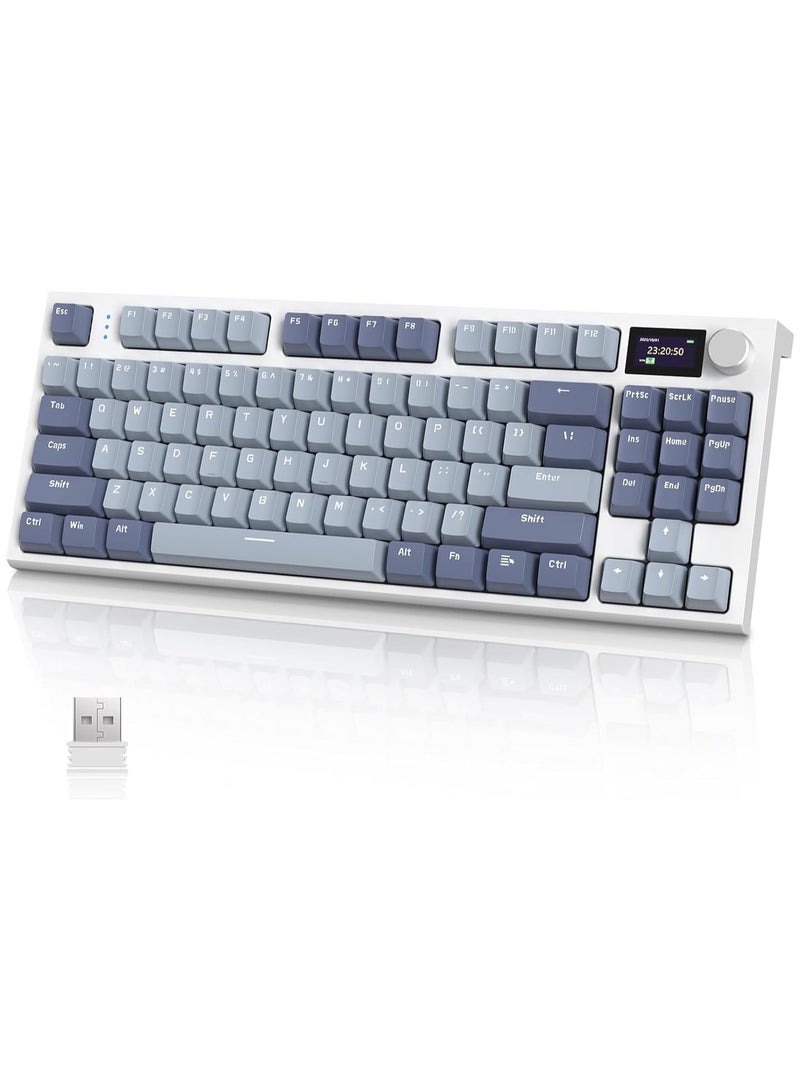 Attack Shark K86 Wireless Mechanical Keyboard,Triple Mode Bluetooth5.0/2.4G/USB-C 82 Keys Hot Swappable Gaming Keyboard 4000 mAH Battery w/Knob & 1.2'' HD OLED Display - Image 1