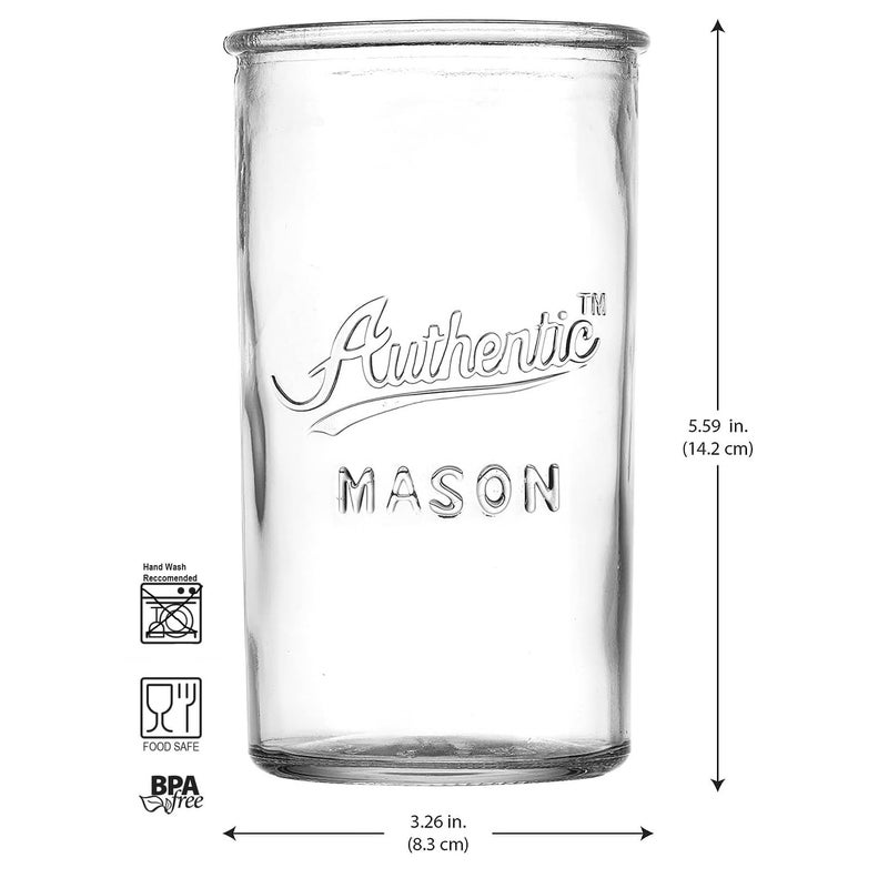 Glaver's Drinking Glasses – Set of 4 Authentic Mason Vintage Glassware – Clear Glass Tumblers for Cocktails, Water, Juice – Embossed Vintage Drinking Glasses (Highball 18 oz 7983) - Image 2