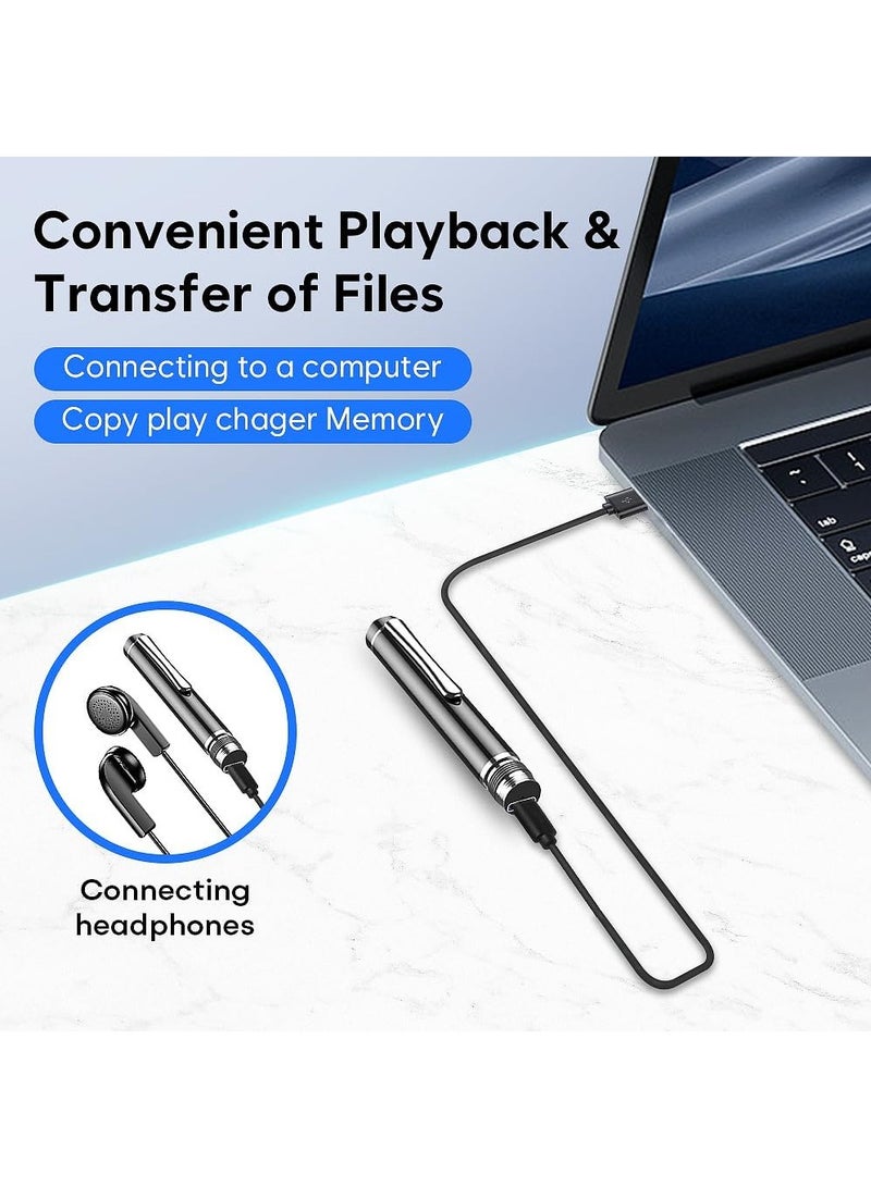 64GB Digital Voice Recorder - Voice Activated Recorder with Playback, Professional Audio Recorder for Lecture/Meeting/Course, Portable Audio Recorder Transfer File to Computer (Black) - view 5