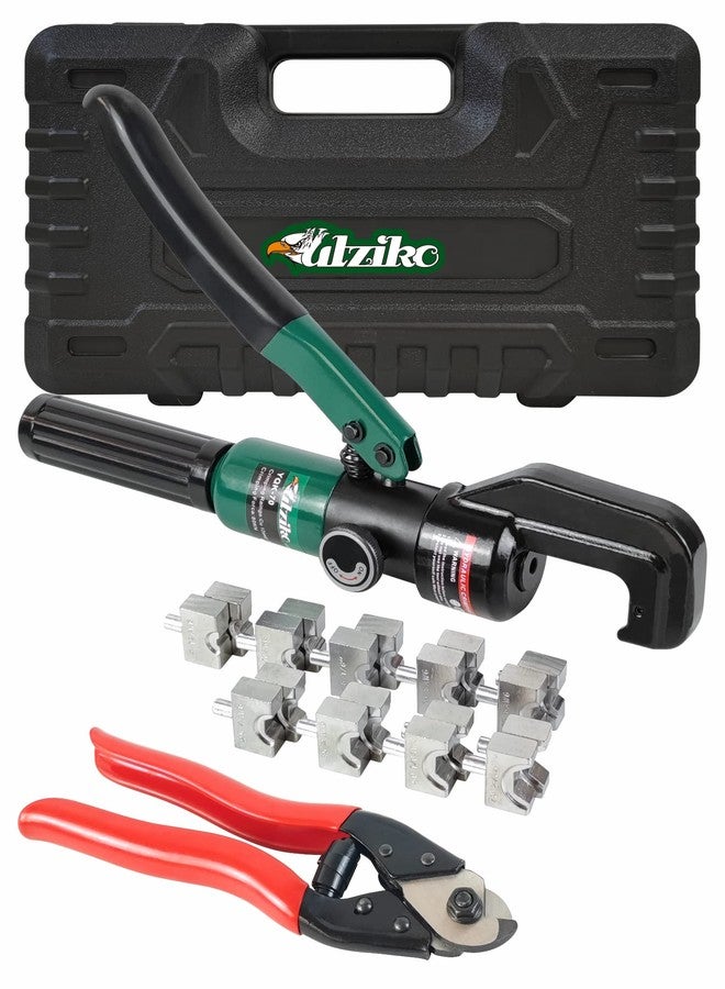 UTZIKO Hydraulic Cable Lug Crimper 10 US TON 12 AWG to 00 (2/0) Electrical Terminal Cable Wire Tool Kit with 9 Die (12awg~00awg Crimping Tool+Wire Rope Cut) - Image 1