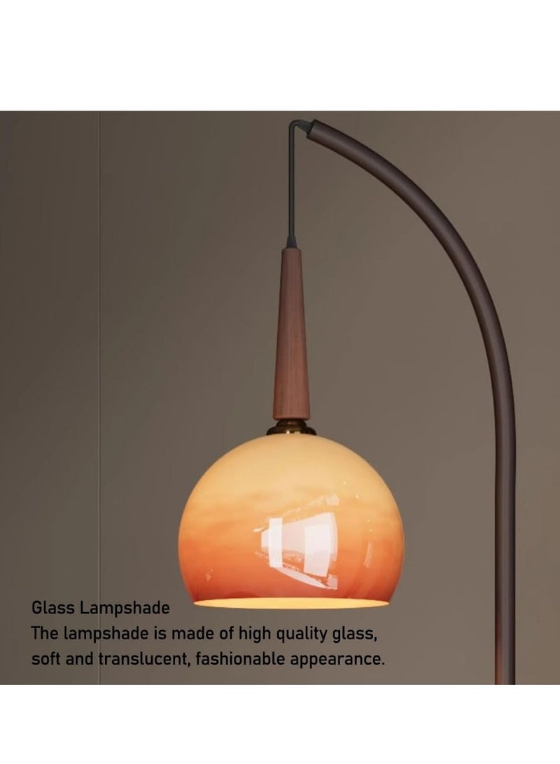 Wylolik Modern Multifunctional Floor Lamp Nordic Floor Lamps with 2 Tables and 1 Storage Container Vertical Lamp with Orange Glass Shade Practical Floor Standing Lights Decorative Floor Uc - Image 3