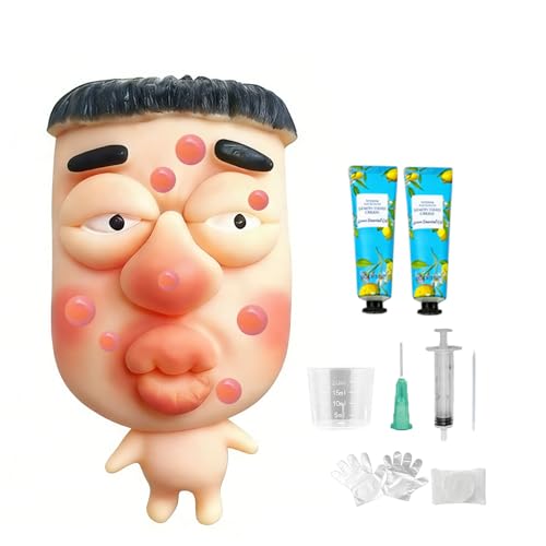 CIYOJA Pimple Popping Squishy Stress Relief Fidget Toy Reusable Silicone Pimple Popper Set Soft Sensory Squeeze Toy with Refill Kit Satisfying Burst Play for Desk Relaxation Large Size SquishFace - Image 1