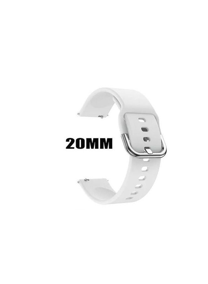 Replacement Silicone Sport Strap 20mm For Oraimo OSW16- Smart Watch  - White - Image 1